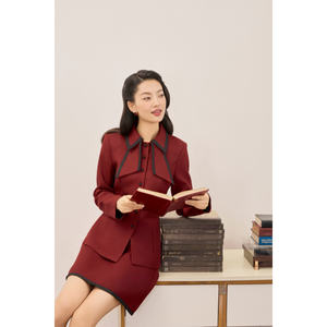 Ensemble deux pièces prêt à expédier du Vietnam : Blazer et jupe en twill pour femme - Style féminin de bureau KS56 - Product Image 5