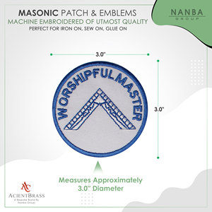 Worshipful Master Masonic Lodge Round Custom Iron-On Embroidered Patches for Hat & Apparel - Product Image 3