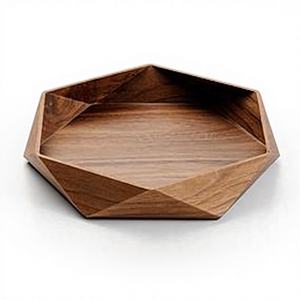 Nueva Bandeja de Servir de Madera con Diseño Hexagonal Personalizado, Hecha a Mano, Ecológica, Apta para Lavavajillas y Microondas, Decoración para el Hogar, India - Product Image 1