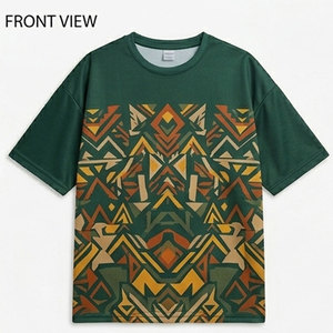 T-shirt en tricot imprimé surdimensionné pour homme, style hip-hop streetwear, coupe ample, imprimé avant audacieux, confortable, tenue de tous les jours - Product Image 1