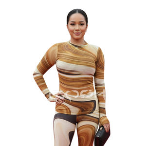 Conjunto Deportivo para Mujer con Estampado de Mármol Personalizado, Ropa de Gimnasio sin Costuras, Leggings y Top de Yoga, Fabricante |   Comprar Ahora - Product Image 1