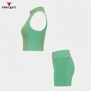 Ensemble de soutien-gorge et short de yoga pour femmes, design personnalisé, sans col, haute qualité, 100% coton, vêtements de sport sans couture, motif uni - Product Image 6