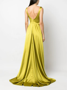Robes de soirée et de fête de luxe en couleur unie pour femmes, robe maxi décontractée élégante et respirante pour femme - Product Image 3
