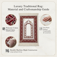 Tapis de prière musulman de qualité supérieure |   Tapis de prière islamique rembourré en peluche, design persan moderne Kilim Boho, lavable, 2x3, pour la maison et les voyages