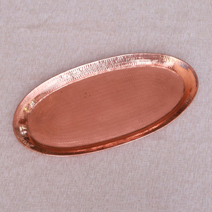 Shiny Copper Hammered Food Serving <b>Tray</b> Oval Shape For Home Kitchenware Tabletop <b>Snacks</b> & Drinks Serving <b>Trays</b> - Product Image 4