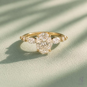 Anillo de Compromiso de Moissanita con Corte Ovalado, Oro Amarillo de 14K, Chapado en Oro, con Engaste de Garras, para Mujer - Product Image 3