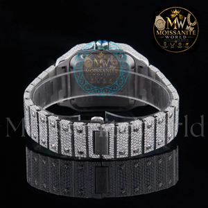 Montre de luxe unisexe en alliage d'acier inoxydable, cadran analogique à quartz, lunette en moissanite, affichage de la date, 41 mm, fermoir à boucle, style Hip Hop, la meilleure - Product Image 2