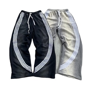 Pantalon évasé oversize à jambes larges pour hommes, rayé, délavé au soleil, Streetwear, coupe ample, respirant, style décontracté, avec logo personnalisé à bas prix - Product Image 1