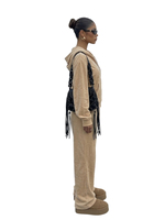 Ensemble de survêtement deux pièces oversize en molleton uni pour femme, coupe courte, avec fermeture éclair et capuche, idéal pour l'hiver