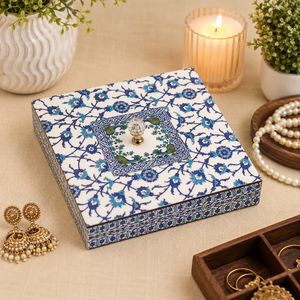 <b>Wooden</b> Printed Single Tier Storage <b>Box</b> with Lid | Stackable Decorative Organizer for <b>Tea</b> Jewelry & Gifts - Product Image 6