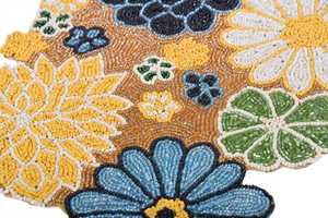 Sets de table rectangulaires faits à la main en feuilles de palmier vertes tissées avec des perles de verre, artisanat décoratif Sami pour restaurant, hôtel, table à manger - Product Image 4