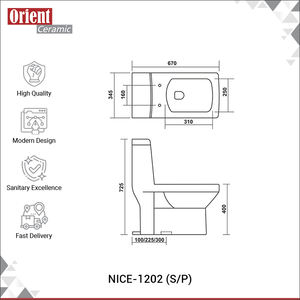 WC monobloc en céramique blanc de luxe, de qualité supérieure, largement utilisé pour les salles de bain, à poser au sol - Product Image 3