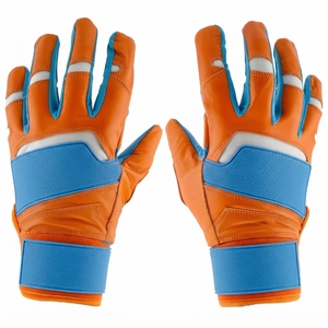 <b>Black</b> Blue Batting Gloves Ambidextrous Knit Fabric Breathable <b>Hook</b> And Loop Closure Unisex Adult Training - Product Image 2