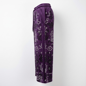 <b>Women</b> Cropped Baggy Pants Heavyweight <b>Velvet</b> Velour Windproof Wide Leg Custom Hotfix Rhinestone Winter Painted Eco-Friendly High - Product Image 3