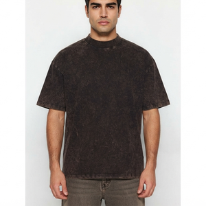 เสื้อยืดผู้ชายแฟชั่นขายดีสำหรับฤดูร้อน คอโอเวอร์ไซส์ ผ้าฝ้าย 100% สีดำ ทรงหลวม รับผลิตตามสั่ง ขายส่งจำนวนมาก - Product Image 4
