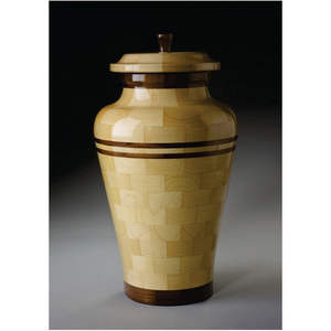 Handmade Segmented Wood Cremation Urns for Human Ashes Adult Capacity Decorative Solid Wood Funeral Urn <b>Memorial</b> <b>Vase</b> with Lid - Product Image 1