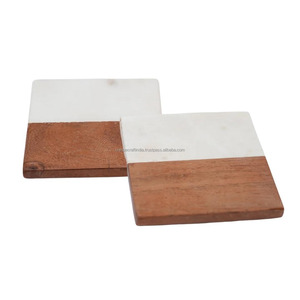 Posavasos de Mármol Blanco y Madera al por Mayor de Fábrica, Personalizados con Logotipo Grabado para Regalos de Boda y Corporativos - Product Image 2