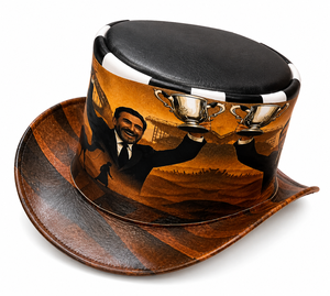 Chapeau de cowboy en cuir imprimé sur mesure, thème Champion, marron, style western, à large bord, pour ranch et rodéo, accessoire de mode - Product Image 1