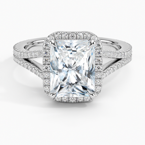 Bague BOJ 089 en argent 925 avec halo de pierres et griffes, diamant solitaire taille radiant 2 carats, couleur D, VVS1, Moissanite certifiée GRA, prix bas - Product Image 1