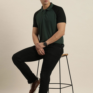 Hot Selling Premium Quality Men's T-<b>Shirt</b> New Collar <b>Button</b> Style Street Look <b>Half</b> Sleeved Spandex/Cotton Jersey Fabric 220g - Product Image 3