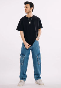 Jeans amples décontractés en denim respirant pour hommes, design personnalisé OEM 2025, dernière collection, style urbain - Product Image 3