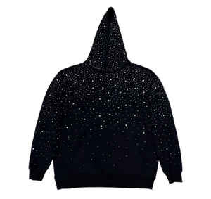 Sudadera con Capucha de Diamantes de Imitación Estilo Noche Estrellada para Hombre y Mujer 2026 Negra Oversize con Cristales Plateados Brillantes Top Urbano Streetwear HD - Product Image 4