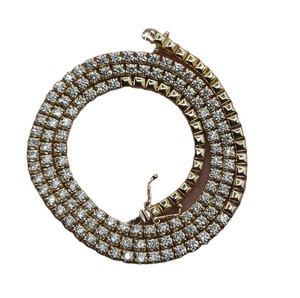 Collar de tenis de diamantes cultivados en laboratorio de corte redondo de 3 mm D Color VVS Collar de plata de ley 925 regalo de boda para ella para hombres y mujeres - Product Image 1