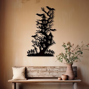Haunted Tree House Wall Art Metal Design Wall Decor Perfect For Cafes Restaurants And Shops Halloween Theme Styling From India - Product Image 1