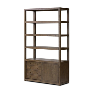 Meuble de salon moderne en bois massif avec 4 tiroirs et 5 étagères, meuble de rangement pour la maison - Product Image 1