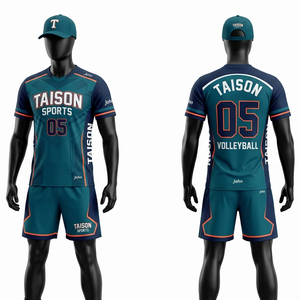 Mens <b>Volleyball</b> Jersey Set165 GSM Breathable Polyester Fabric Teal Green Contrast Panels Sublimation Printed Custom Logo Uniform - Product Image 4