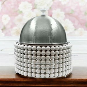 Magnifique réchaud à buffet orné de perles, idéal pour les événements de restauration élégante et la présentation de dîners de luxe. - Product Image 2