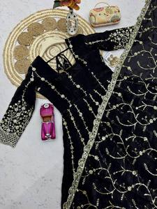 Women's Silk Anarkali Gown Set with Dupatta-Designer <b>Party</b> & Wedding Wear Ethnic Dress - Product Image 3