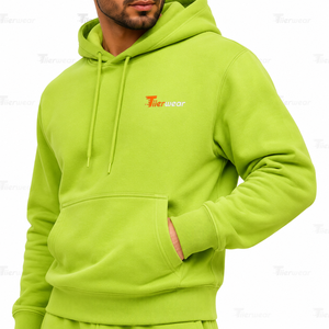 Ensemble de survêtement deux pièces pour homme en molleton 100 % coton teint en pièce, écologique, grandes tailles, comprenant un sweat à capuche et un pantalon de jogging fuselé - Product Image 5