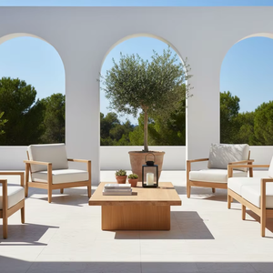 Table basse en bois massif Kero, style moderne minimaliste, meubles de salon, table centrale moderne faite à la main, table de salon en teck massif - Product Image 1