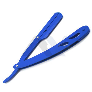Navajas de barbero con logotipo personalizado, cierre giratorio, color azul, acero inoxidable, navajas para afeitar la garganta, navajas de la mejor calidad - Product Image 1