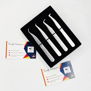 Somofy Enterprises Matte Silver Fiber Tip Stainless Steel 10mm Durable Precision Eyelash Tweezers Set for DIY <b>Cluster</b> <b>Lash</b> - Product Image 2