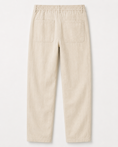 Pantalon décontracté pour homme personnalisé, 60 % lin 40 % coton, léger, avec cordon de serrage, taille élastique, coupe droite, vente en gros OEM - Product Image 2