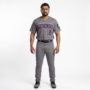 Camiseta de Béisbol Personalizada 100% Poliéster para Hombre, con Botones, Transpirable, Uniforme Deportivo de Equipo, para Jugadores de Ligas Locales - Product Image 1