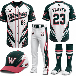 Customized Unisex Baseball Uniform Set Solid Color Sublimation 100% Polyester Sportswear Baseball Uniform Kit - Product Image 4