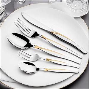 Ensemble de couverts en acier inoxydable tendance pour une touche de luxe discrète, décoration de table imposante, écologique et durable pour les fêtes - Product Image 5