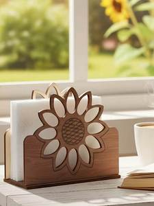 Rustic wooden napkin <b>holder</b> farmhouse dining accessory stylish <b>kitchen</b> decor <b>tissue</b> stand for cafes homes restaurants - Product Image 2