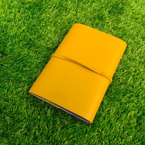 A6 Yellow Leather Planner Envelope <b>Sleeve</b> Hand <b>Book</b> Sheet Document Portfolio Holder Slim Business Refillable Diary Notebook Wrap - Product Image 4