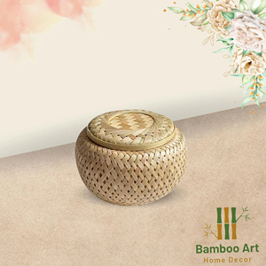 Handmade <b>Bamboo</b> Double Layer Storage Basket with Lid Eco Friendly Woven Organizer Box Natural <b>Bamboo</b> Storage <b>Container</b> OEM - Product Image 4