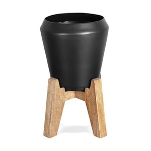 Urne en bois de Sheesham artisanale avec métal - Vase décoratif en gros - Product Image 2