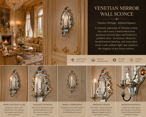 Grand European Venetian Baroque Luxury <b>Wall</b> <b>Sconce</b> Ornate Decorative <b>Wall</b> <b>Light</b> with Elaborate Mirror Detailing, Premium Brass F - Product Image 3