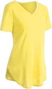 Blusa Casual de Moda para Mujer, Transpirable, Cuello en V, Corte Ajustado, Color Sólido, Manga Corta, con Bolsillos - Product Image 1