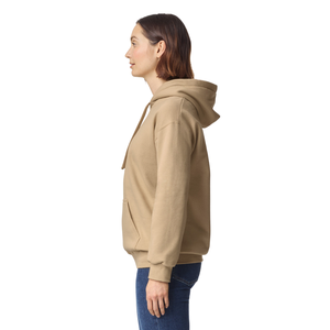 Sweat-shirt à capuche beige uni pour femme, en molleton doux mélangé coton, à manches longues, coupe décontractée, poche kangourou, idéal pour l'hiver - Product Image 3