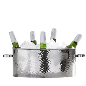 Hot Seller Metal Hammered Wine <b>Cooler</b> Antique Silver Finished Round Shape Wine <b>Cooler</b> With Handle for Bar Ware Party Ice Bucket - Product Image 5