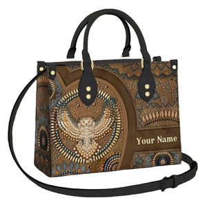 Bolso de Mano de Cuero con Estampado de Búho Mandala para Mujer, Impresión Bajo Demanda, Dropshipping, Bolso Tote de PU, Bolso de Hombro Elegante y Lujoso para Dama - Product Image 1