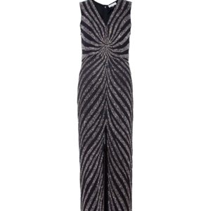 Vestido largo negro con lentejuelas |   Sin mangas para mujer |   Vestido de noche ajustado con cuello en V y abertura alta |   Ropa Elegante para Fiestas |   Vestido Formal de Corte Entallado - Product Image 1